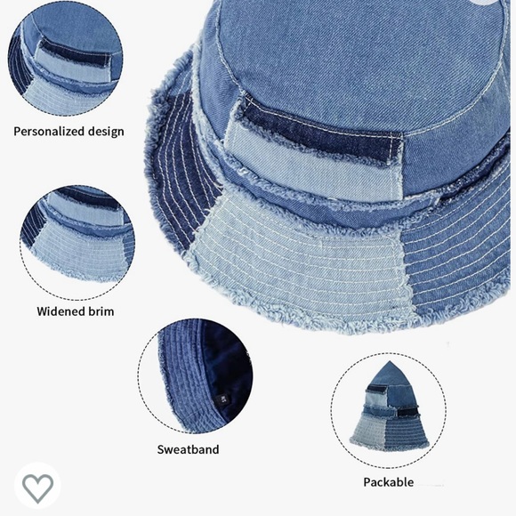 NWT GuanGu Denim Bucket Hat for Women Washed Packable Summer - Picture 5 of 8